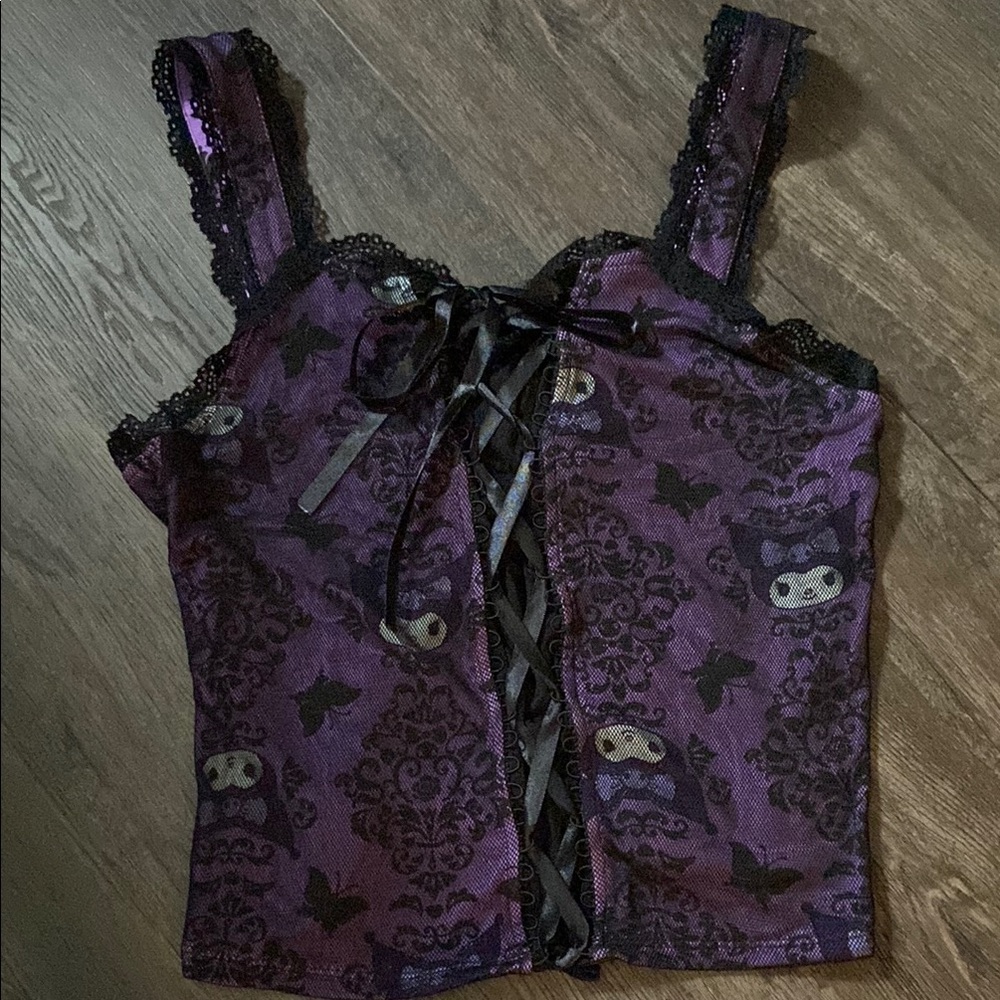 Kuromi Purple Lace Trim Corset Top